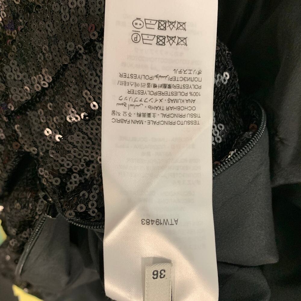 ATTICO Size 0 Black Polyester Sequined Mini Dress - Picture 6 of 8